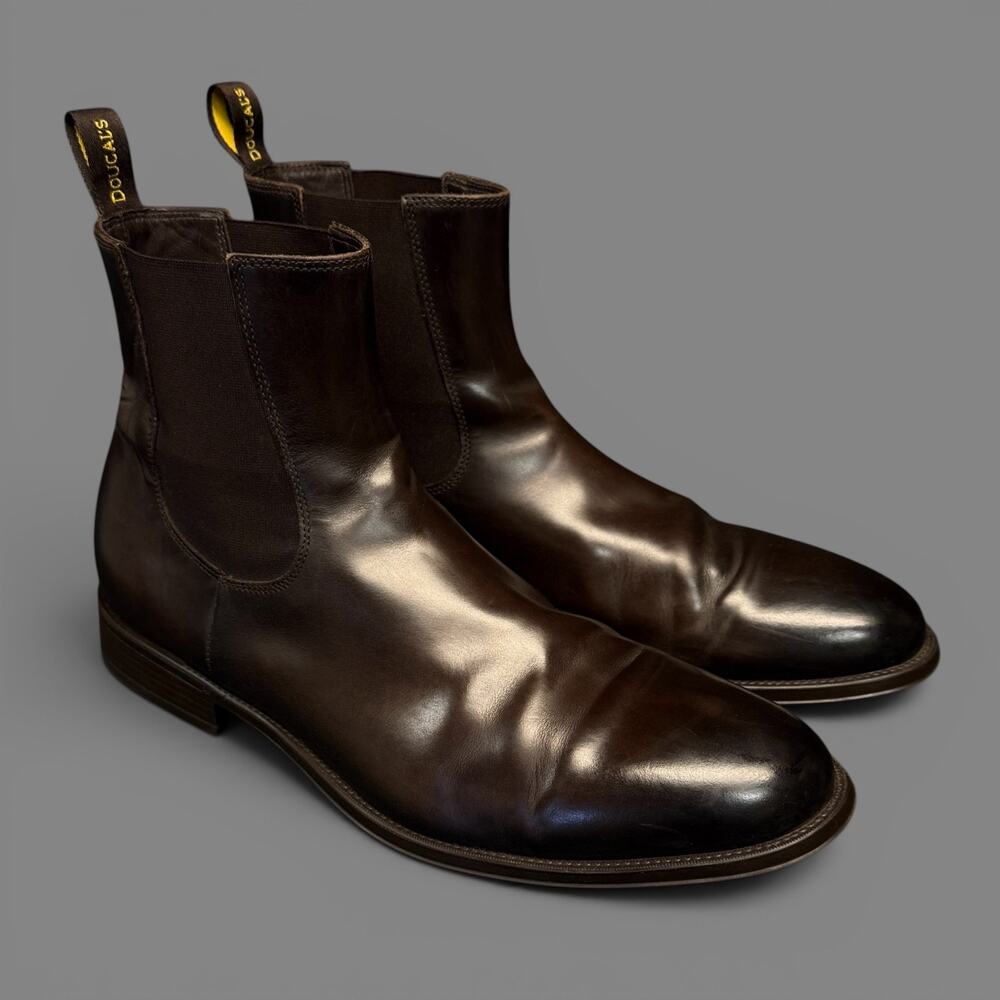 Doucal's 1763 Men's Dark Brown Leather Chelsea Boots Handmade Italy EU 45
